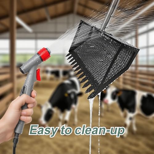 10" Chicken Poop Scooper & Rake Pooper Scooper Head for Sand Chicken Litter Scoop with Handle Litter Sifting Shovel with 29" to 56" Adjustable Handle Chicken Coop Accessories Tool for Clean