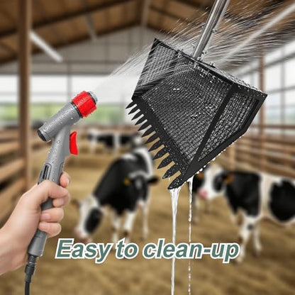 10" Chicken Poop Scooper & Rake Pooper Scooper Head for Sand Chicken Litter Scoop with Handle Litter Sifting Shovel with 29" to 56" Adjustable Handle Chicken Coop Accessories Tool for Clean