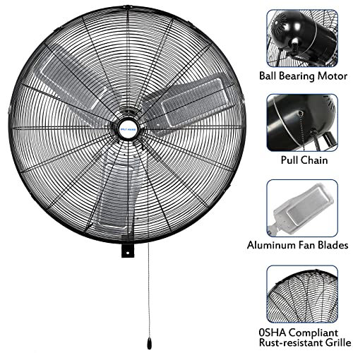 BILT HARD 9500 CFM 30 in. High Velocity Industrial Wall Fan, 3-Speed Wall Mount Oscillating Fan, Heavy Duty Air Circulator for Garage, Commercial, Warehouse, Factory, Workshops and Jobsites, 2 Pack - size: 30 in.
