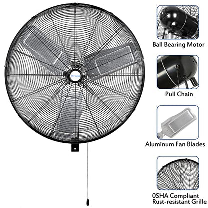 BILT HARD 9500 CFM 30 in. High Velocity Industrial Wall Fan, 3-Speed Wall Mount Oscillating Fan, Heavy Duty Air Circulator for Garage, Commercial, Warehouse, Factory, Workshops and Jobsites, 2 Pack - size: 30 in.