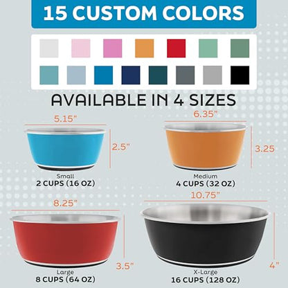 Master Pet Supply Stainless Steel Dog Bowls Set of 2 (16 Oz Each) with Non-Slip Rubber Base - Pistachio - Basic Dog Food Bowl Water & Food Bowls for Small Medium Large Dogs & Cats, Metal Dish - color: Pistachio, size: 2 Cups (16 oz) 2 Pack