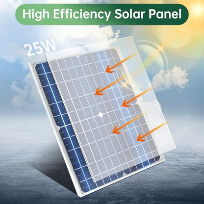 Solar Exhaust Fan, 25W Waterproof Solar Panel 8 Inch Ventilation Vent Fan for Greenhouse,Chicken Coop,Shed, Garage, Attic, Barn, Workshop Outside,14.8ft Cable - size: 25W 8" solar exhuast fan
