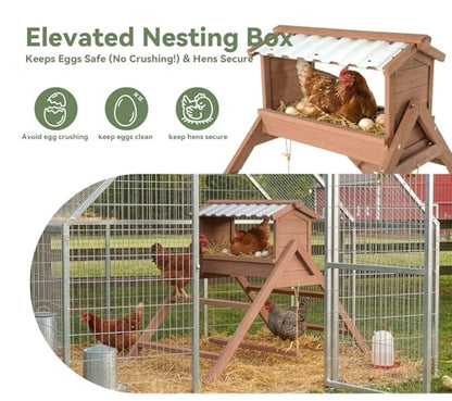 Chicken Roosting Bar, Nesting Box with Waterproof Roof+Perches+Swing | 3 In 1 Design for Hens, Indoor & Outdoor Roosting Bar, Ideal for 5-8 chickens - size: 58.0"L x 27.0"W x 35.0"H