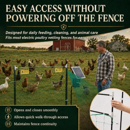 Leinuosen Electric Poultry Netting Gate, 50" H x 37" L Electric Chicken Fence Gate, Portable Poultry Nets Fence Kit for Chickens, Ducks, Turkeys, Sheep, Geese in Yard, Farms, Backyards, Garden - size: 50" X 37"
