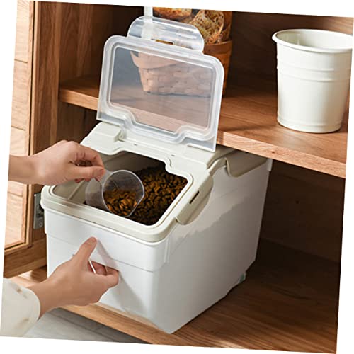 LIOOBO Pp Plastic Grain Storage Barrel Sealed Lids Pet Food Dry Container Dog Food Storage Case Nordic Design - color: Olive Green