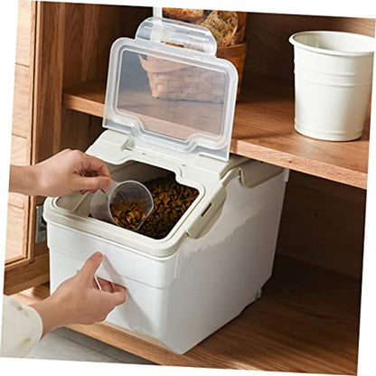 LIOOBO Pp Plastic Grain Storage Barrel Sealed Lids Pet Food Dry Container Dog Food Storage Case Nordic Design - color: Olive Green