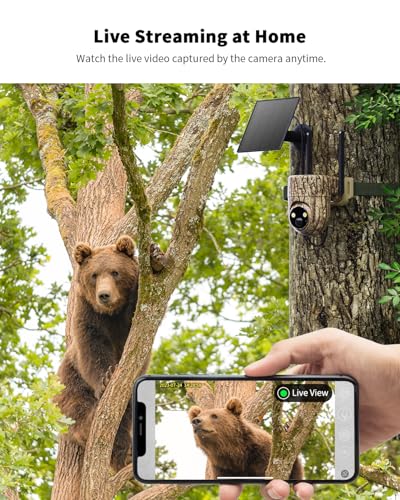 Oculview 4G LTE Cellular Trail Camera 360° Live Streaming Solar Deer Camera, SIM Card Included, Clear Night Vision, Remote Phone Control, Instant Alerts, Cloud Storage for Hunting/Outdoor Security - color: Camouflage