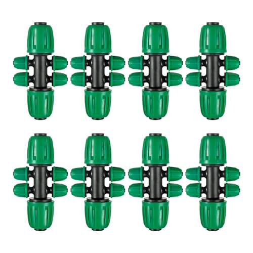 10 Pcs 1/2 to 1/4 inch Garden Hose Tubing Irrigation Fittings,6-Way Anti-Leak 1/2'' to 1/4'' Locked Barbed Drip Irrigation Tee Connectors (1/2"IDx0.6-0.63"OD) 1/2'' to 1/4'' Irrigation Tubing Fitting - size: 10 PCS 1/2" to 1/4" 6-Way Connectors
