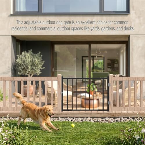 Deck Railing Gate Outdoor, Upgraded Expandable 3 to 4 FT.W x 36in.H, with Latch, No Cutting Required, Freestanding Pet Gate for Large Openings, Stairs, Hallways, Doorways, Deck, Yard (Black) - color: 36in