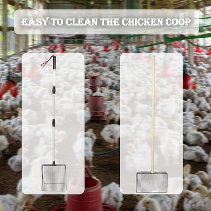 LUSTERING Chicken Poop Scooper, Chicken Coop Accessories, Detachable Chicken Poop Cleaning Tools,Chicken Accessories Poop Shovel for Chicken Coop Cleaning Supplies,(23 to 43.3inches) (Stainless Steel) - color: Stainless Steel