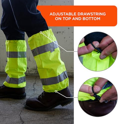 Ergodyne GloWear 8008 High Visibility Reflective Leg Gaiters, Lime - color: Lime