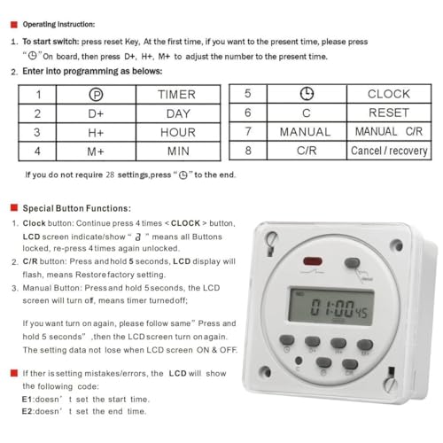 Baomain Time Switch Relay with 4 x Terminal Cable & Waterproof Cover,Digital LCD Programmable Timer,12V DC/AC Input,200-250V 16A Output,28 Programs Daily/Weekly Schedule,CN101A - size: Timer with Terminal Cable & Cover