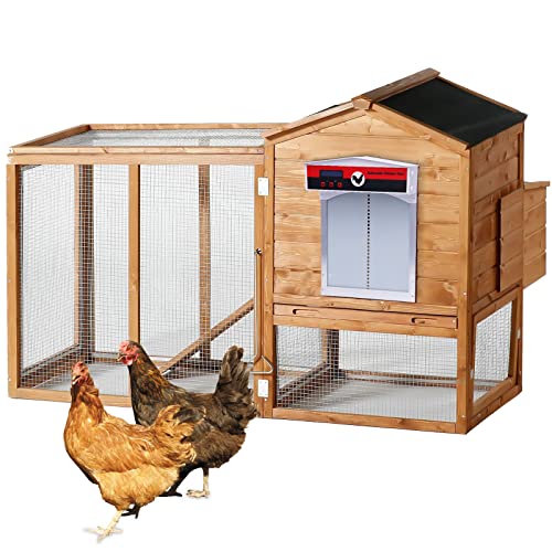 Automatic Chicken Coop Door with Timer&Light Sensor, Weatherproof Chicken Door Opener Kit with LCD Screen, Anti-Pinching Protect Function, Safety Mechanism, Battery Powered