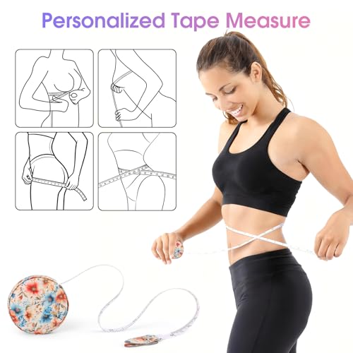 Retractable Mini Tape Measure, Auto-Retract, Premium Leather Tape Measure, Dual-Sided Ruler, Ideal for Fabric Cutting, Body Measurements, and Handicrafts (Peach Blossoms) - color: Peach Blossoms
