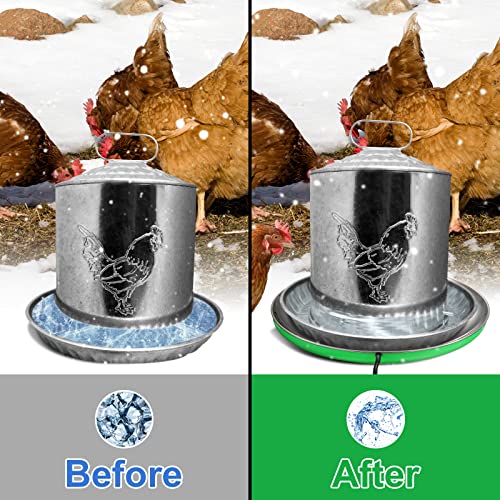 2 PCS Chicken Water Heater for Winter 110V 38W Poultry Drinker Heater Base Surface Temperature can Reach About 140 Fahrenheit Degree Chicken Waterer Electric Deicer Heated Base (Green) - color: Green