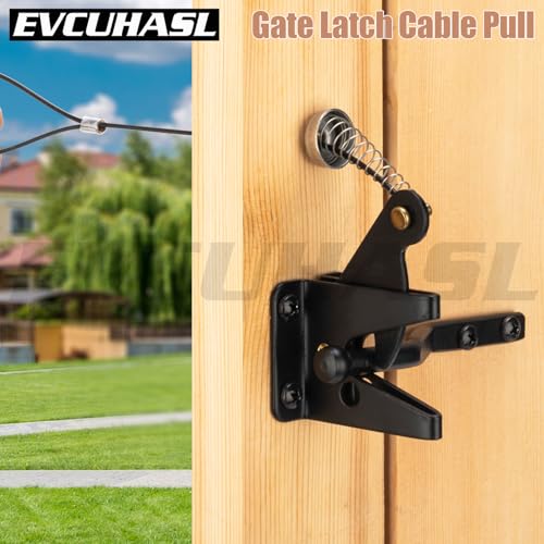 2 Pcs Gate Latch Cable Pull, Stainless Steel Spring Loaded Latch Kit for Outdoor Gates, Latch Pull Adjustable from 2” to 6” Thick Gates