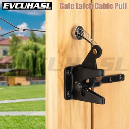2 Pcs Gate Latch Cable Pull, Stainless Steel Spring Loaded Latch Kit for Outdoor Gates, Latch Pull Adjustable from 2” to 6” Thick Gates