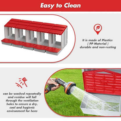 Chicken Nesting Boxes,5 Hole Nesting Box for Chicken Coop, Rolling Egg Collection and Protection Nesting Boxes - size: 5 Compartment