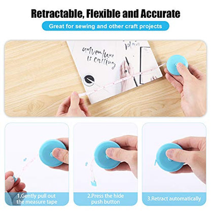 Tape Measure Retractable, Fabric Measuring Tape, 60 Inch Small Sewing Tailor Soft Ruler for Craft Nursing Clothing Medical Travel(3 Pack/Sky Blue) - color: Sky Blue