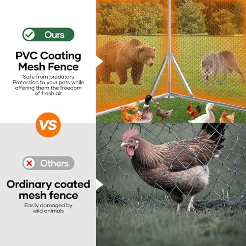 Large Chicken Coop Metal Chicken Runs for Yard 10X6.7X6.5 ft Chicken Coop with Cover Gallinero para Gallinas Heavy Duty Chicken Cage Rabbit Duck Quail Coop Lockable Door with Waterproof Anti-UV Cover - size: 118.1"L x 118.1"W x 78.7"H