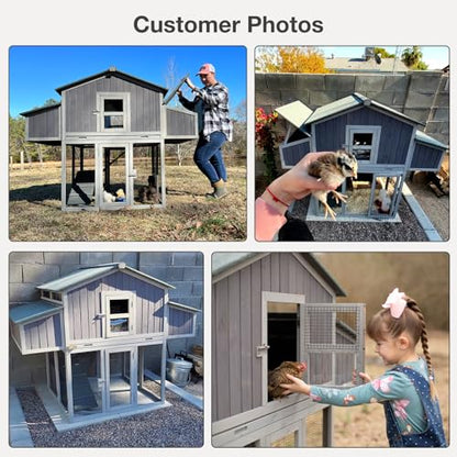Large Chicken Coop - Unique Folding Design for Easy to Set Up - Chicken House for Outdoor with Two Nesting Box, Leakproof Pull-on Tray, and UV-Resistant Roof Panel