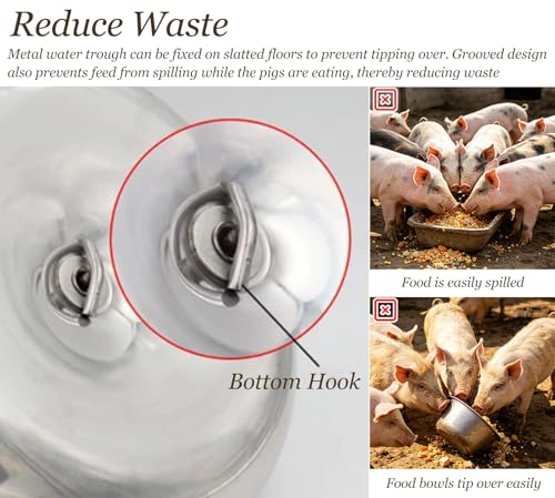 Round Stainless Steel Chick Feeder, Small Multi-Compartment Pig Feeder, Outdoor/Indoor Metal Water Trough for Barn, Pasture, Homestead(29 cm/11.4") - size: 29 cm/11.4"