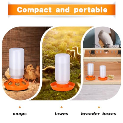 Chick Feeder and Waterer Kit, 2-in-1 Chick Starter Set, 0.3Gal Chicken Feeder and Waterer Set, Baby Chick Starter Kit for Poultry (Orange, 1L) - color: Orange