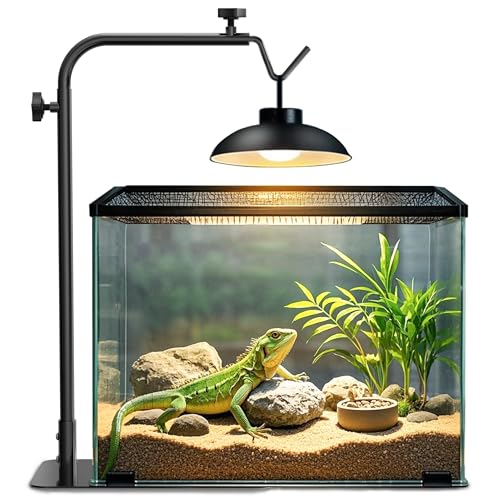 Reptile Heat Lamp Stand Adjustable 18"-32": Light Holder Fixture with Heavy Base for Bearded Dragon, Turtle, Snake, Lizard – Terrarium Heating Dome Lamps for Tank or Aquarium Use - size: 32" Height