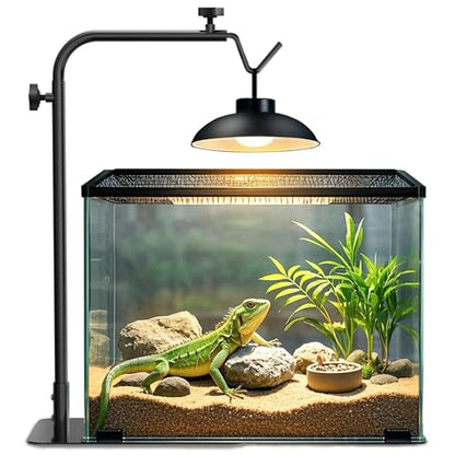 Reptile Heat Lamp Stand Adjustable 18"-32": Light Holder Fixture with Heavy Base for Bearded Dragon, Turtle, Snake, Lizard – Terrarium Heating Dome Lamps for Tank or Aquarium Use - size: 32" Height