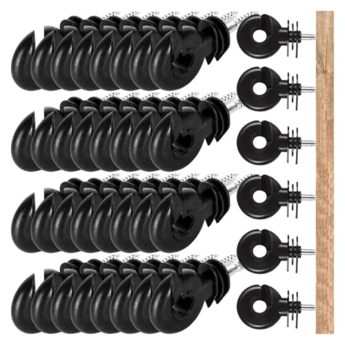 Electric Fencing Ring Insulators Electric Fence Insulators Self Tapping Nails Wood Post Temperature Resistant Screw-in Insulator for Farm(50PCS) - size: 50PCS