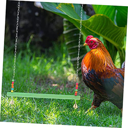 Natural Wood Chicken Perch with Swing and Ladder Pet Climbing Playground for Poultry Entertainment Coop Accessory to Reduce Boredom and Encourage Chewing Random Color
