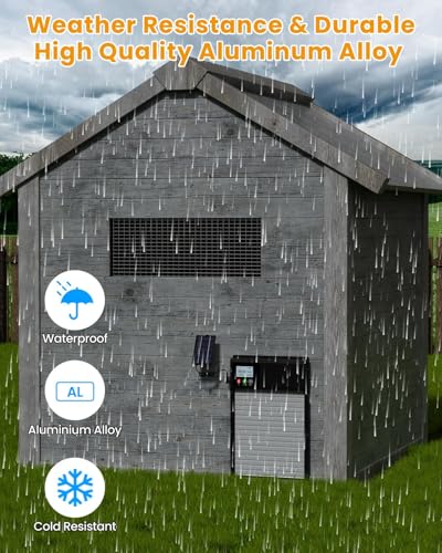 Automatic Chicken Coop Door with WiFi Remote Control, 2025 Upgraded 8000mAh Solar Powered Automatic Chicken Coop Opener with LCD Display & Timer & Light Sensor, with Anti-Pinch Design