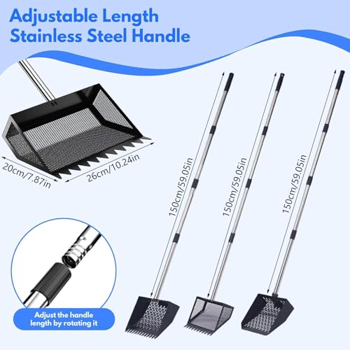 Ergonomic Rubber Grip Manure Scooper for Elderly Users Adjustable 35 65 Inch Stainless Handle for Back Chicken Coops Rakes Scooper with Long Handle - color: B