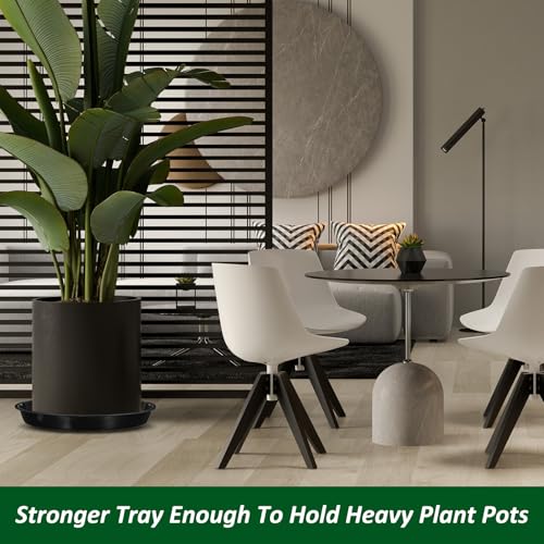 PATIKIL 5 Pack Large Plastic Plant Saucer, 22 Inch Plant Tray for Pots Round Plant Dish Plant Drip Trays Water Tray for Indoors Outdoors Garden, Black - size: 22 Inch