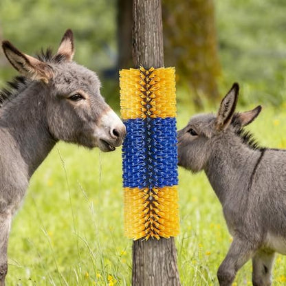 Livestock Scratching Brush 4PCS – Horse Scratching Post, Goat & Cow Grooming Scratcher, 17.13" x 7.48" Cattle Goat Horse Scratch Brush with 16 Screws for Back Itch Relief & Cleaning (yellow, 4pack) - size: 4pack