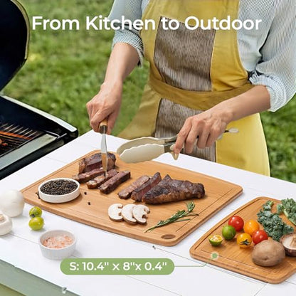 Keechee Dishwasher Safe Bamboo Cutting Boards Durable Lightweight Wood Cutting Board for Busy Kitchen, Easy Clean Wooden Chopping Boards with Juice Groove Set of 3 (L+M+S) - size: Set of 3 (Large + Medium + Small)