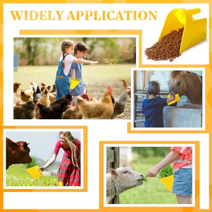 FillTouch 8 Pcs Feed Scoop 2 Qt Plastic Enclosed Heavy Duty Stackable Feed Scoop for Bird Horse Chicken Livestock Animal Ranchers Homesteaders Farmers(Yellow) - color: yellow