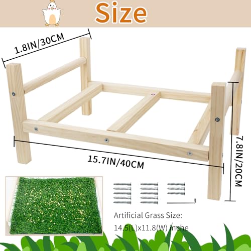 FlidRunest Extra-Large Wooden Chicken Toys, Natural Chicken Foraging Bed Toy for Coop, Multifunctional Training Perch Stand and for Poultry Chick, Hens, Rats