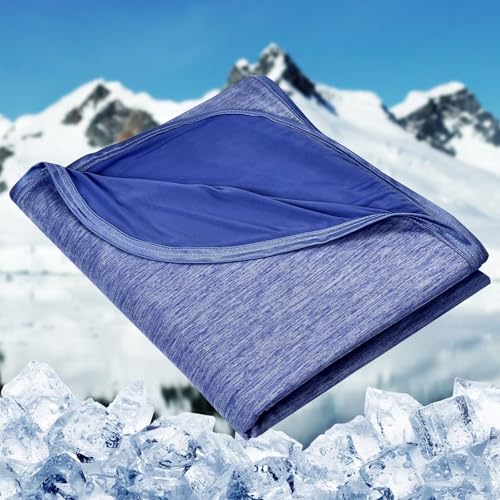 HOMFINE Cooling Blankets for Hot Sleepers - Summer Blanket Thin Lightweight Breathable Soft Double Side Enhanced Cooling for Bed Couch Sofa, Keep Cool for Night Sweats (Dark Blue, 50 x 70 inches) - color: Dark Blue, size: Throw (50"x70")
