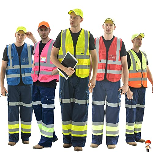 A-SAFETY XSmall Pink High Visibility Vest,Reflective Safety Vest Workwear 7 Pockets Hi Vis Durable Vest,X-Small - color: Pink, size: X-Small