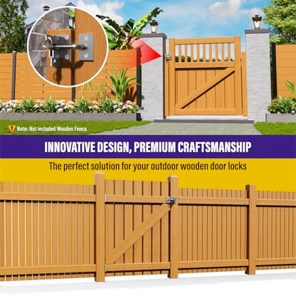Hulave 304 Stainless Steel Fence Gate Latch, Self-Locking Gravity Gate Latch, Heavy Duty Privacy Gate Latch for Wooden Fence, Metal Gate & Vinyl Fence Gate Hardware (Silver) - color: Silver