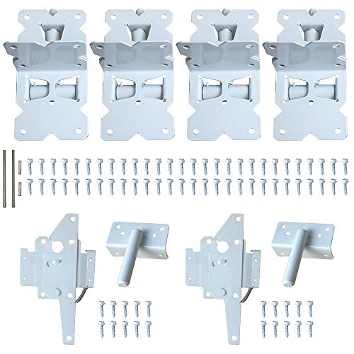 ZEKOO Stainless Steel Gate Hardware Kit, Self Closing Gate Hinges and Latch, Rust Proof, Use for Vinyl Fence Gate and Wood Fences Gate, Heavy Duty 2 Gate Latches 4 Gate Hinges (White) - color: White Two Set