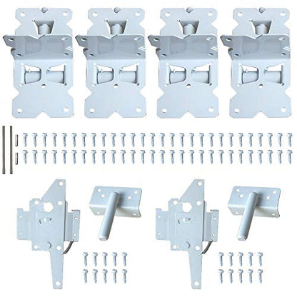 ZEKOO Stainless Steel Gate Hardware Kit, Self Closing Gate Hinges and Latch, Rust Proof, Use for Vinyl Fence Gate and Wood Fences Gate, Heavy Duty 2 Gate Latches 4 Gate Hinges (White) - color: White Two Set