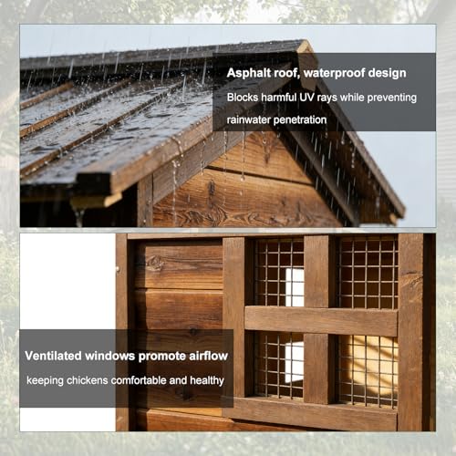 Chicken Coop, Large Wooden Chicken House with 2 Nesting Boxes, Outdoor Hen House Chicken Hutch, Poultry Pet Cage for Lawn Backyard