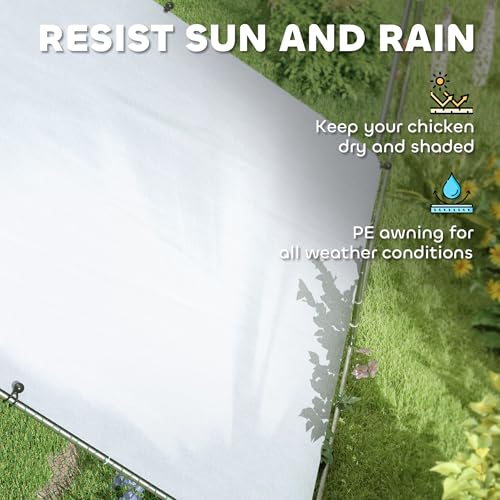 PawHut 39' x 10' x 6.4' Large Chicken Coop Metal Chicken Run for Chickens with 420D Waterproof and Anti-UV Cover, Spire Shaped Walk in Fence Cage Hen House for Outdoor and Yard Farm Use, 1" Dia - size: 472.4"L x 118.1"W x 76.8"H