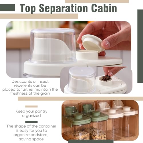 Maxdot 2 Pcs Bird Seed Storage Container 1.7 Qt/1.6 L with Tight Lids Airtight Cup Pet Food Storage Measuring Containers Lids with Pouring Spouts for Macaws African Grey Cockatoos(Beige) - color: Beige
