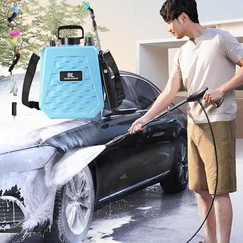 Battery Powered Sprayer - Portable Mister Rechargeable | Power Sprayer with Adjustable Shoulder Strap | for Home Outdoor Plant Agriculture Backyard Yard Lawn Farm - color: 9L sky blue