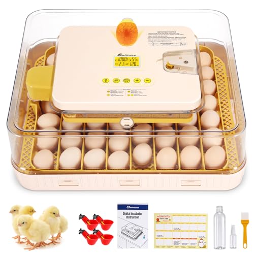 Sailnovo 56 Egg Incubator for Hatching Eggs with Automatic Egg Turning and Auto Humidification, Egg Candler, Temperature Control, Large Egg Incubator for Chicken, Duck, Quail Eggs White - color: White