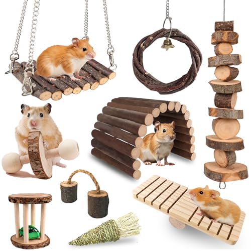 Grddaef Hamster Toys, Guinea Pig Chew Toys Rabbit Enrichment Cage Accessories Toys for Chinchilla Gerbils Rats Bunny Squirrels