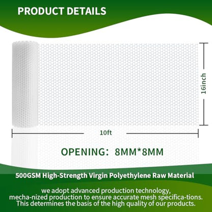 Plastic Chicken Wire Mesh Fence,Plastic Chicken Wire Roll 16in x 10ft,Garden Netting Fencing Barrier for Poultry, Animals, Pets and Balcony(White) - color: White, size: 16INx10FT